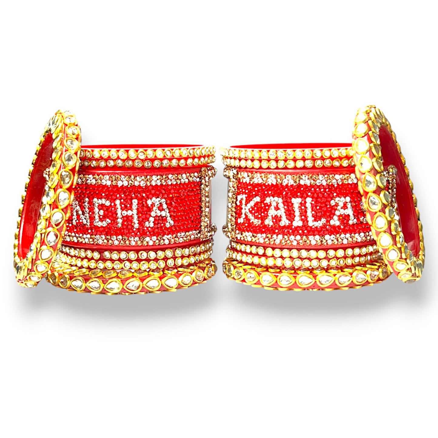 LuxuryGlow wedding Bangles  Love Locked  – Personalized Name & Photo Kundan Kada |