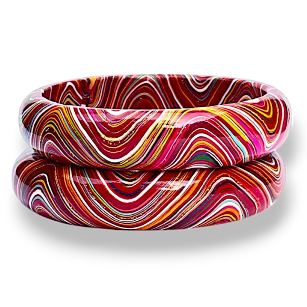 LuxuryGlow Lac Bangles  SparkleWave Luxe – Handcrafted with Vibrant Colors & 18K Gold Sparkle |