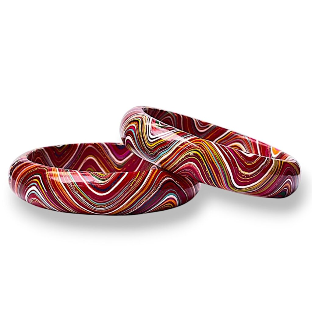 LuxuryGlow Lac Bangles  SparkleWave Luxe – Handcrafted with Vibrant Colors & 18K Gold Sparkle |