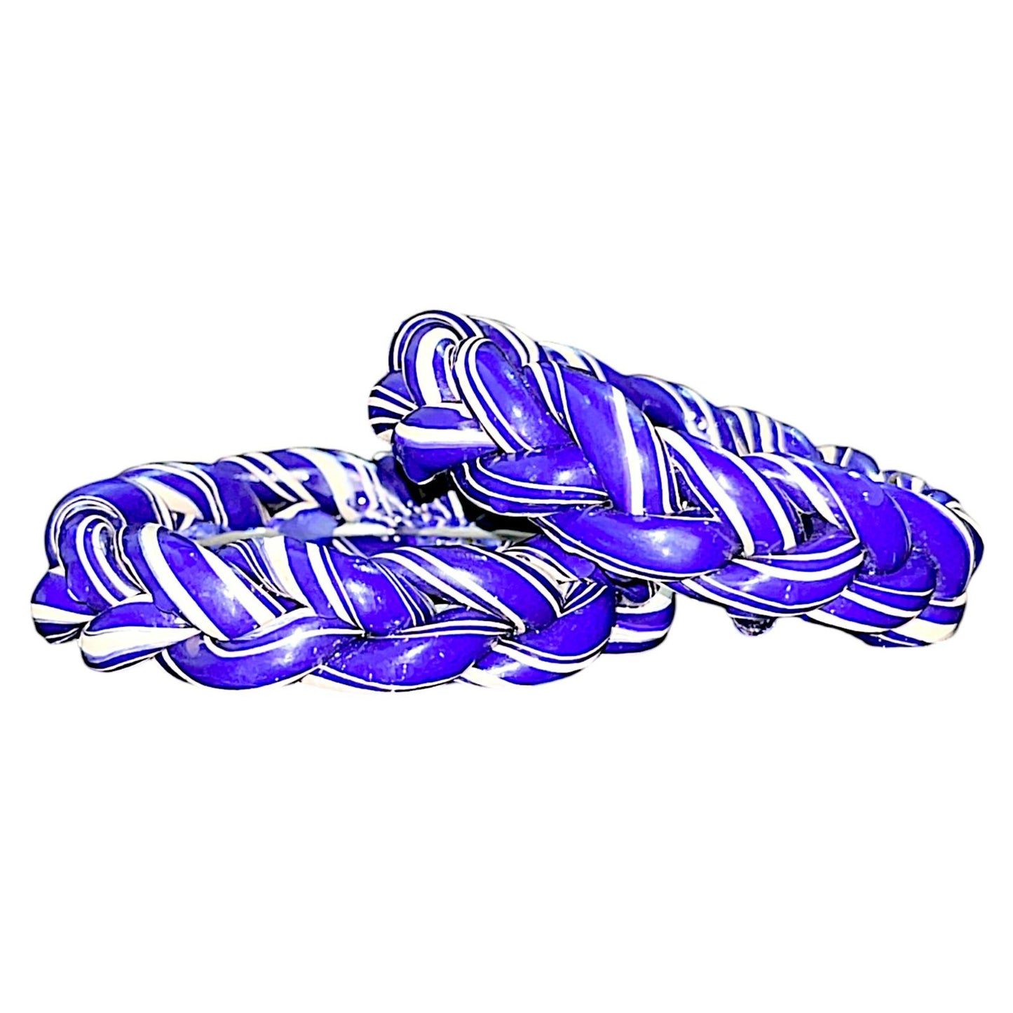 LuxuryGlow Lac Bangles Royal Twist  – Handcrafted Blue & White Striped Set |