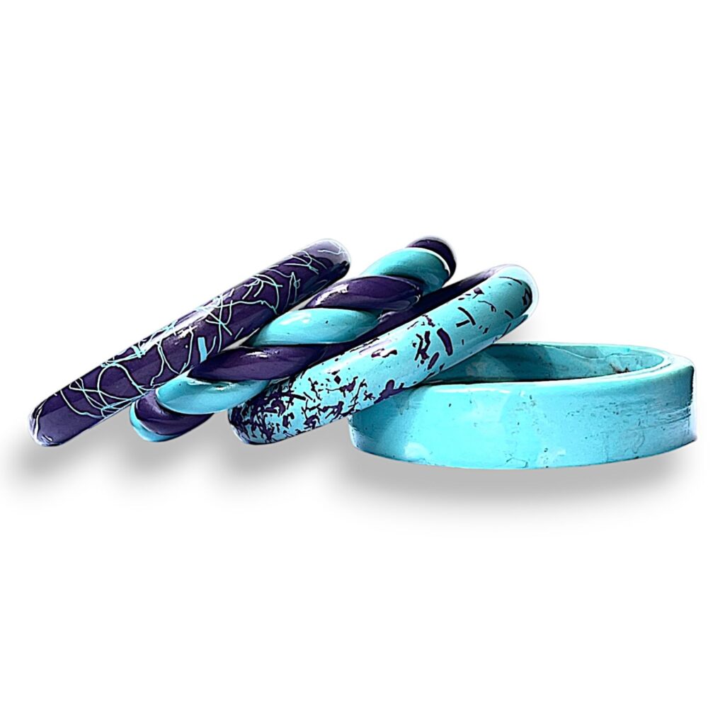 LuxuryGlow Lac Bangles  Royal Treasure  – Set of 4 in Blue & Purple |