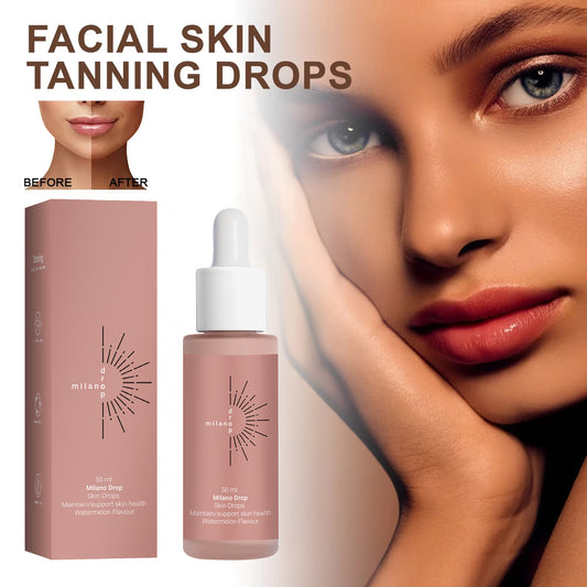 Suero autobronceador facial y corporal LuxuryGlow: gotas bronceadoras naturales con efecto reparador de la piel