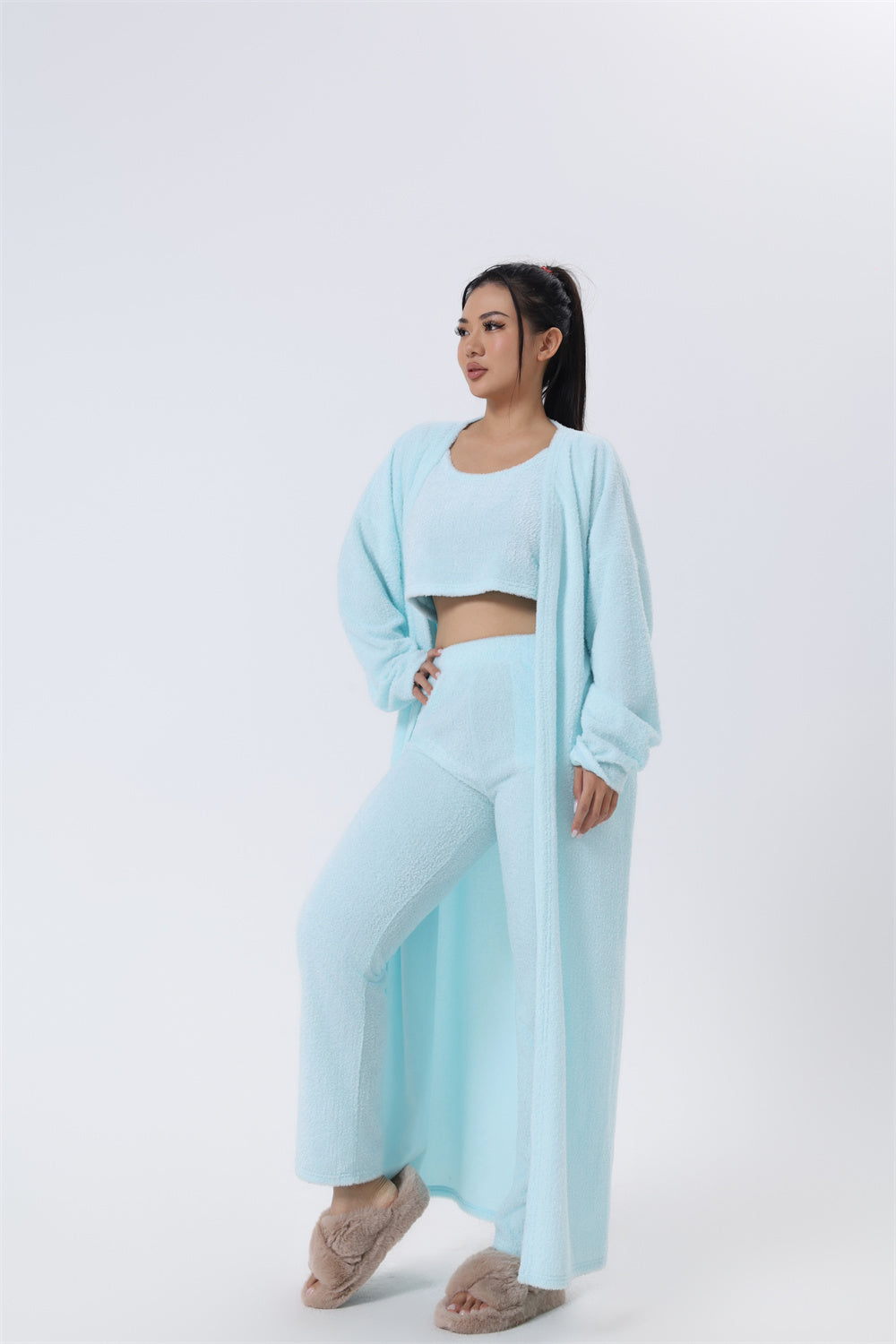 Cozy Pajama Set, 3 Piece Lounge Set, Cute Loungewear, Warm Suit Sets, Matching Set, Lounge Set, 3 Piece Pant Sets, Women Winter Dress - LUXURY GLOW