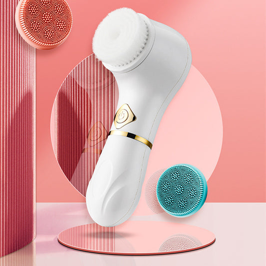 Cepillo limpiador facial eléctrico LuxuryGlow: limpiador profundo de poros y exfoliante (blanco)