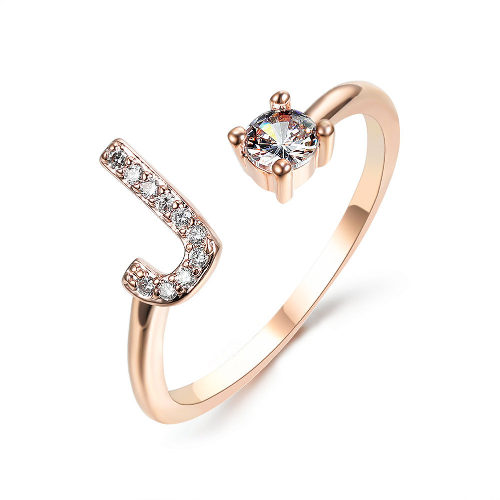 New Design Adjustable 26 Initial Letter Ring Fashion Jewelry For Women Simple Elegant Jewelry - LUXURY GLOW