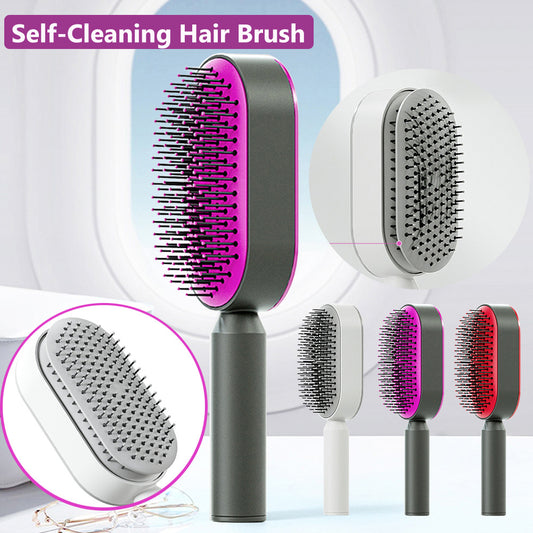Self-Cleaning Hair Brush - Air Cushion Scalp Massager & Anti-Static - LUXURY GLOW