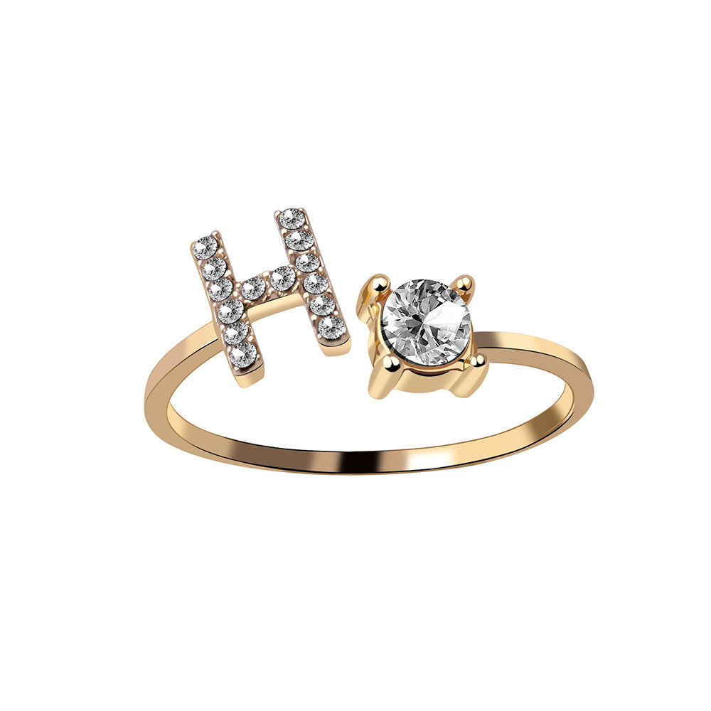 New Design Adjustable 26 Initial Letter Ring Fashion Jewelry For Women Simple Elegant Jewelry - LUXURY GLOW