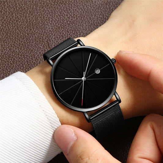 Reloj LuxuryGlow con calendario simple: reloj de cuarzo de acero inoxidable resistente al agua para hombre.