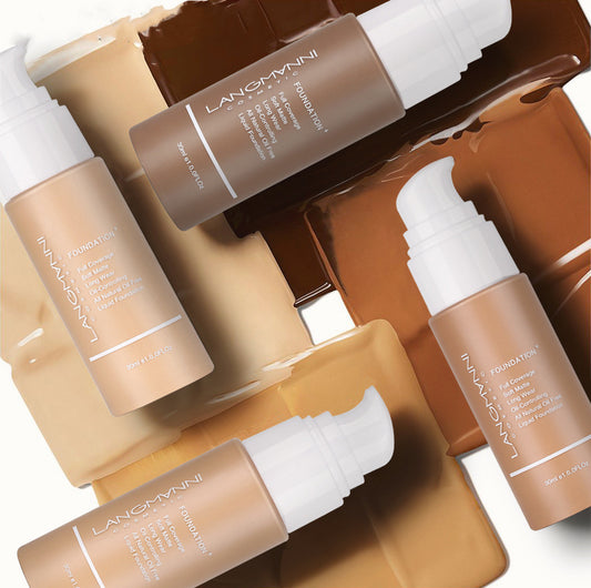 Base de maquillaje líquida LANGMANNI Oil-Control – Corrector mate de cobertura total (13 tonos)