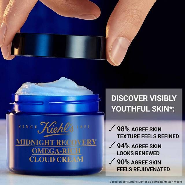 KIEHL’S Midnight Recovery Omega Rich Botanical Night Cream – Deep Moisture & Renewal