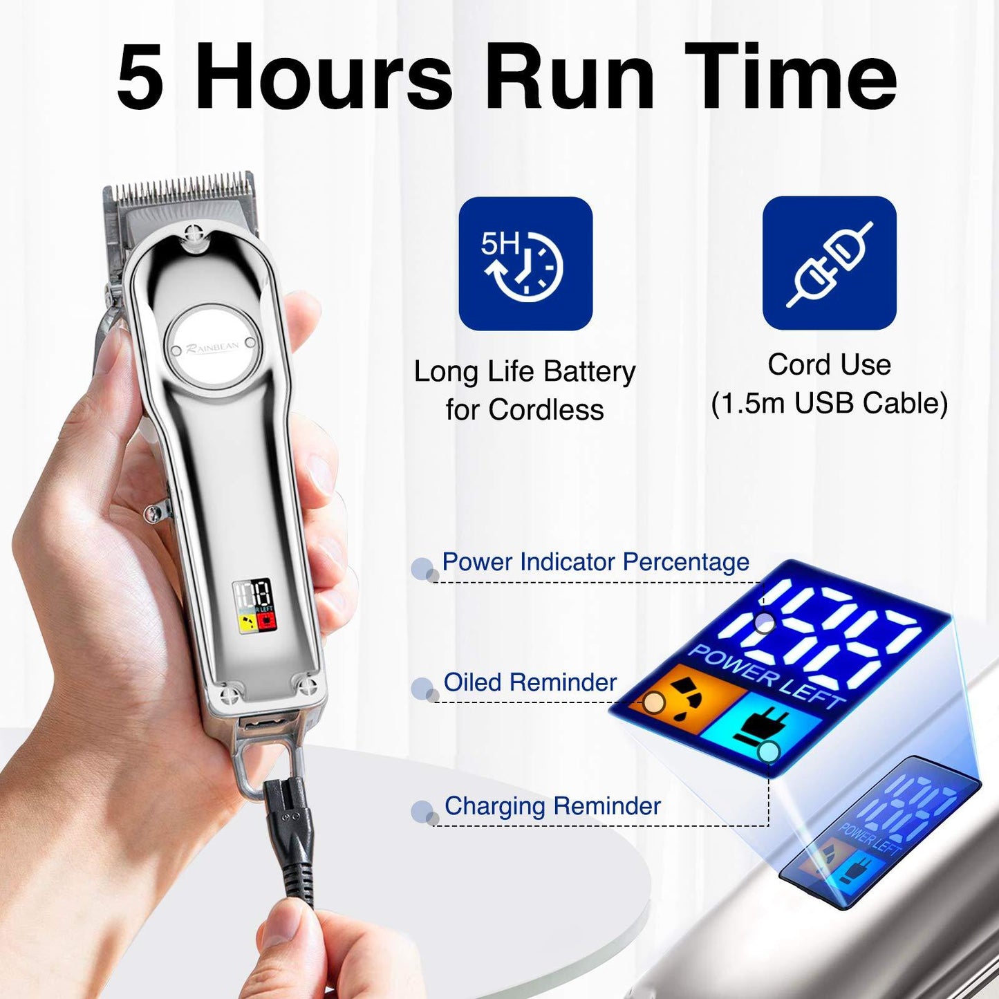 Men Hair Trimmer 3 in 1 IPX7 Waterproof Beard Trimmer Grooming Kit Cordless Hair Clipper for Women & Children LED Display USB Rechargeable Amazon Banned - LUXURY GLOW