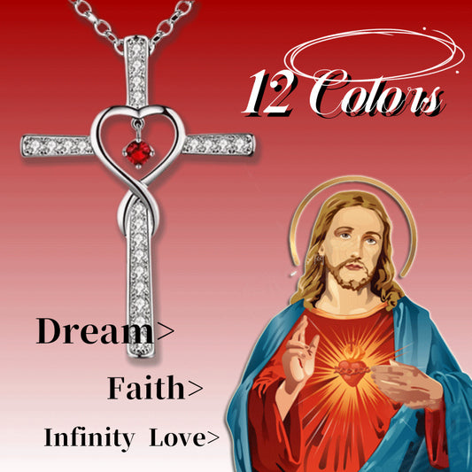 قلادة LuxuryGlow Infinity Love God We Trust - قلادة من الكريستال على شكل صليب مسيحي للنساء