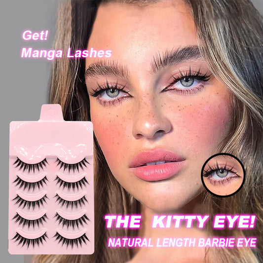 Pestañas Manga LuxuryGlow: 5 pares de pestañas postizas naturales y tenues para cosplay de anime