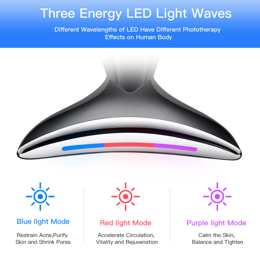 جهاز LuxuryGlow EMS Microcurrent لشد الرقبة والوجه مع العلاج بالضوء LED - يقلل التجاعيد ويشد البشرة
