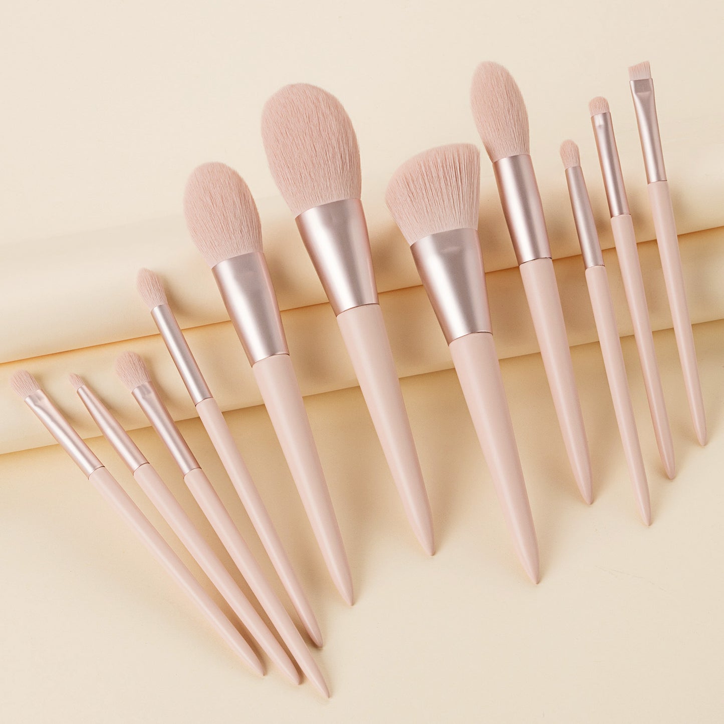 LuxuryGlow 11-Piece Pink Makeup Brush Set with Ribbon Bag – Soft Beauty Kit for Girls