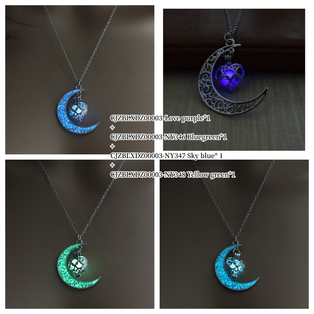 Collares colgantes luminosos LuxuryGlow con cadena plateada