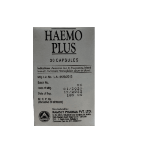 Ramsey Pharma Haemo Plus Capsules – Ayurvedic Iron & Hemoglobin Support Supplement