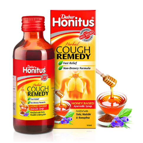 Dabur Honitus Herbal Cough Remedy 100ml – Ayurvedic Relief for Dry Cough & Throat Irritation - LUXURY GLOW