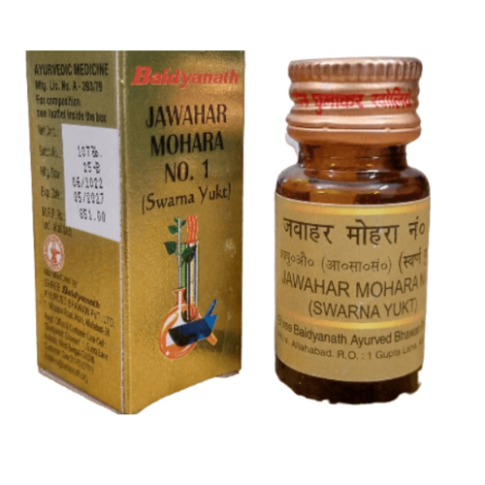 Baidyanath Jawahar Mohara No. 1 (Swarna Yukt) 10 Tablets Ayurvedic Cardiac & Nerve Support - LUXURY GLOW