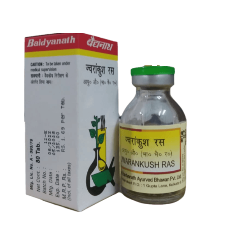 Baidyanath Jwarankush Ras Tablets – Ayurvedic Medicine for Fever, Cold & Weakness Relief