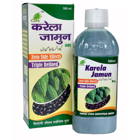 Cura Karela Jamun Ras 500ml – Ayurvedic Herbal Juice for Blood Sugar Support & Detox