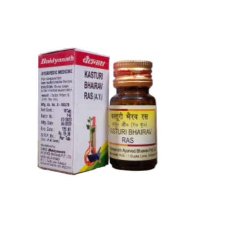 Baidyanath Kasturi Bhairav Ras (A.Y.) – Ayurvedic Tablets for Fever & Respiratory Support