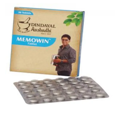 Dindayal Memowin Tablets Ayurvedic Support for Memory, Focus & Mental Strength (30 Tablets)