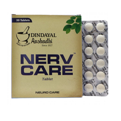 Dindayal Nerv Care Tablets Ayurvedic Support for Stress, Nerves & Mental Balance (30 Tablets)