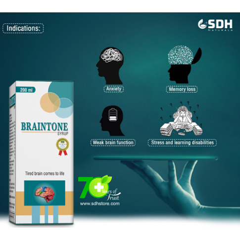 Shree Dhanwantri Braintone Syrup (200 ml) – Ayurvedic Memory, Stress & Brain Support