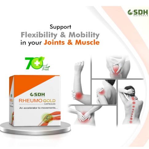 Shree Dhanwantri Rheumo Gold Capsules for Severe Joint Pain & Inflammation (50 Capsules)