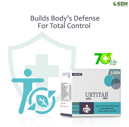 Shree Dhanwantri Urtitab Tablet – Ayurvedic Support for Skin Allergies, Itching & Inflammation (300 Tablets)