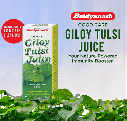 Baidyanath Giloy Tulsi Juice 1L – Natural Immunity Booster, Detox & Respiratory Support