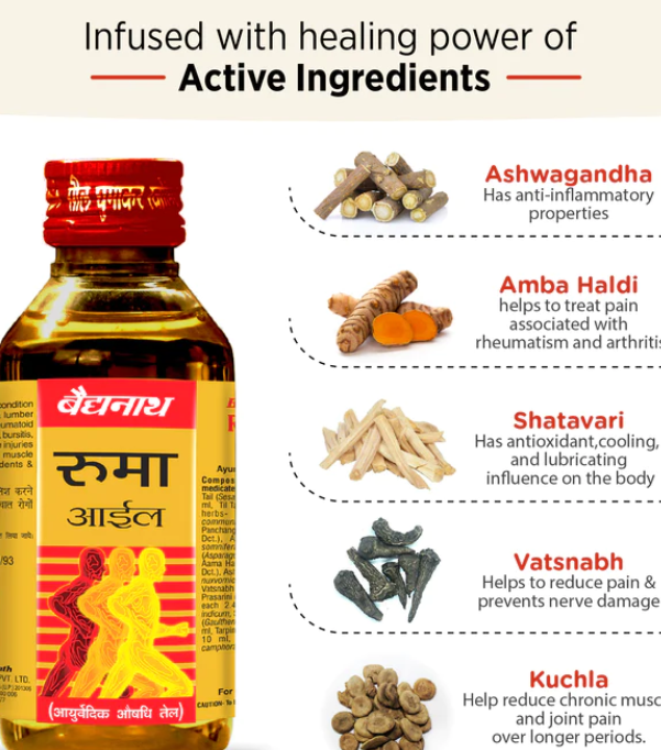 Baidyanath Rhuma Oil – Fast Relief Ayurvedic Oil for Joint Pain, Arthritis & Sports Injuries