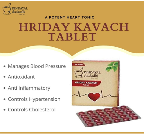 Dindayal Hriday Kavach Tablets (30 Tablets) – Ayurvedic Heart & Cholesterol Support