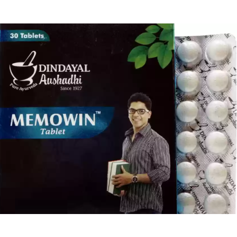 Dindayal Memowin Tablets Ayurvedic Support for Memory, Focus & Mental Strength (30 Tablets)