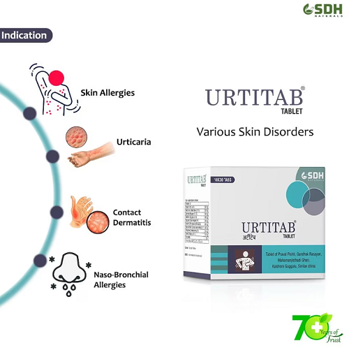 Shree Dhanwantri Urtitab Tablet – Ayurvedic Support for Skin Allergies, Itching & Inflammation (300 Tablets)