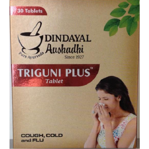 Dindayal Triguni Plus Tablet – Ayurvedic Immunity & Respiratory Support for Fever & Infections (30 Tablets)