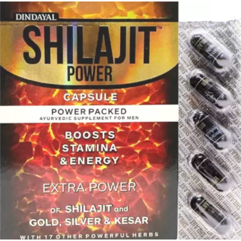 Dindayal Shilajit Power Capsule – Ayurvedic Strength, Stamina, Immunity & Vitality Support (10 Capsules)