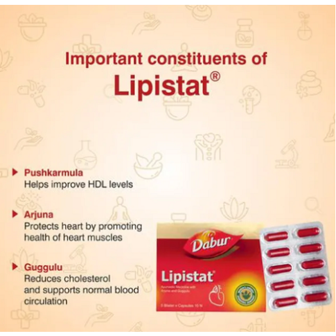 Dabur Lipistat Capsules – Ayurvedic Cholesterol & Heart Wellness Support