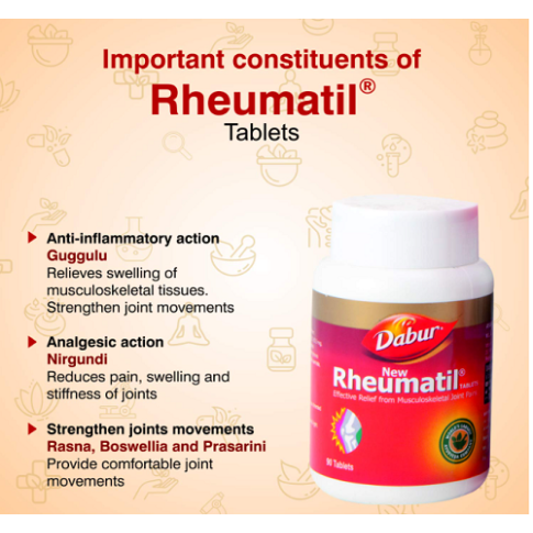 Dabur Rheumatil Tablets for Joint Pain, Inflammation & Flexibility Support