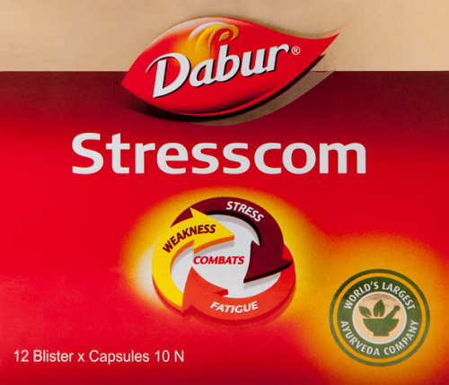 Dabur Stresscom Capsules – Ayurvedic Ashwagandha for Stress Relief, Energy & Immunity
