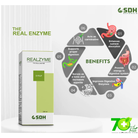 Shree Dhanwantri Herbals Realzyme Syrup – Appetite & Digestive Enzyme Support (200ml)