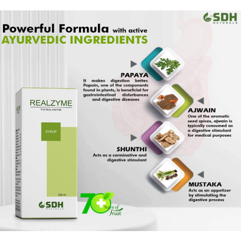 Shree Dhanwantri Herbals Realzyme Syrup – Appetite & Digestive Enzyme Support (200ml)
