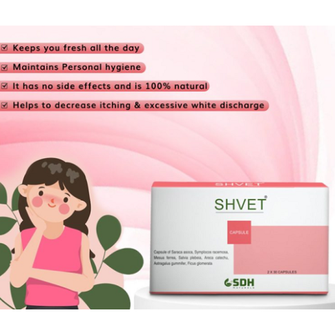 Shree Dhanwantri Herbals Shvet Capsules for Women’s Intimate Health & Vaginal Balance (300 Capsules)