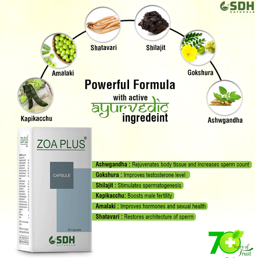 Shree Dhanwantri ZOA-Plus Capsules – Ayurvedic Support for Male Vitality & Fertility