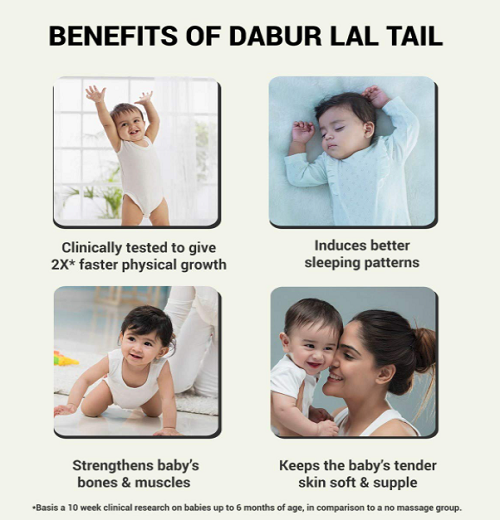 Dabur Lal Tail Ayurvedic Baby Massage Oil for Growth & Sleep (200ml)