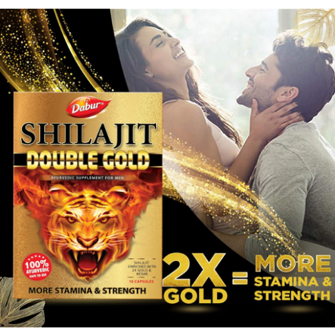 Dabur Shilajit Double Gold Capsules 10 – Energy, Stamina & Vitality Support - LUXURY GLOW