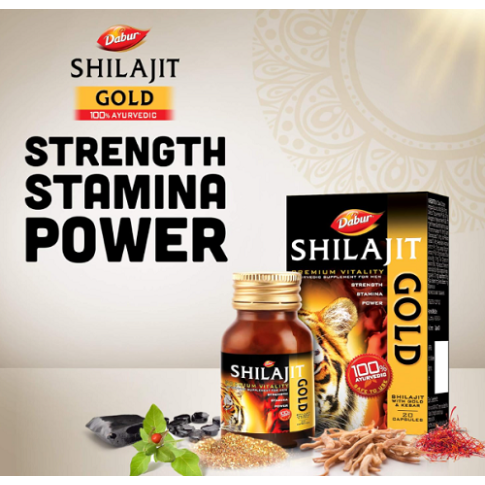 Dabur Shilajit Gold Capsules for Strength, Stamina & Vitality (20 Capsules)