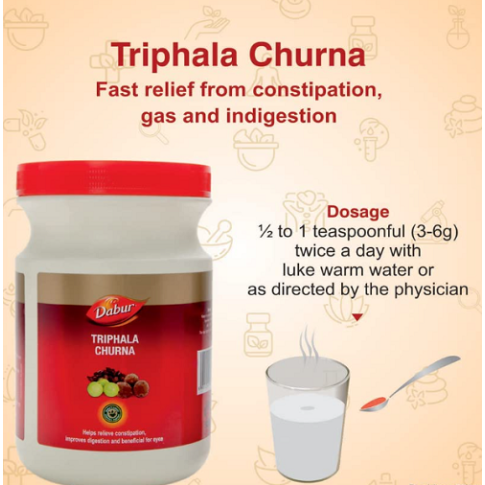 Dabur Triphala Churna – Ayurvedic Digestive Cleanse, Laxative & Daily Detox Powder (120g)