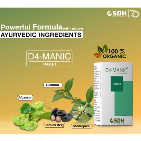 Shree Dhanwantri D4-Manic Tablet for Blood Sugar & Metabolic Support (60 Tablets)